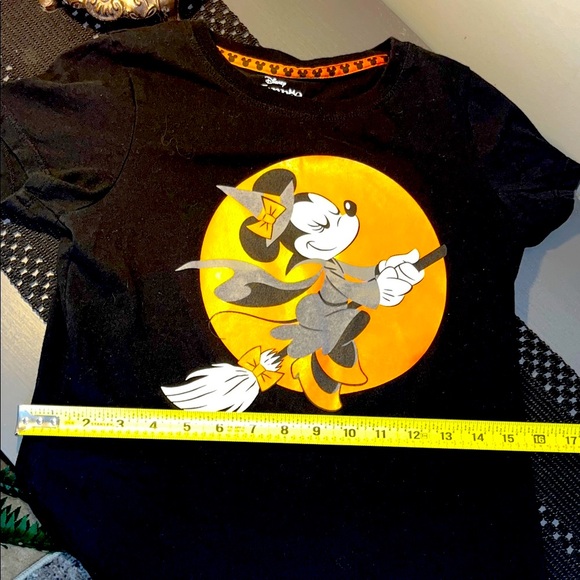 Disney Black and Orange Minnie Mouse Witch Tee Glow in Dark - Picture 6 of 6